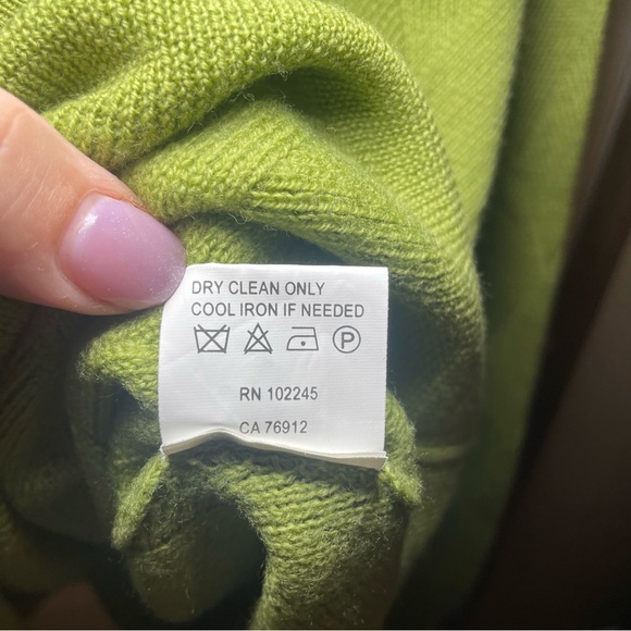 Robert Talbott Lime Green 100% Merino Wool Sweater Size XL - Picture 4 of 6